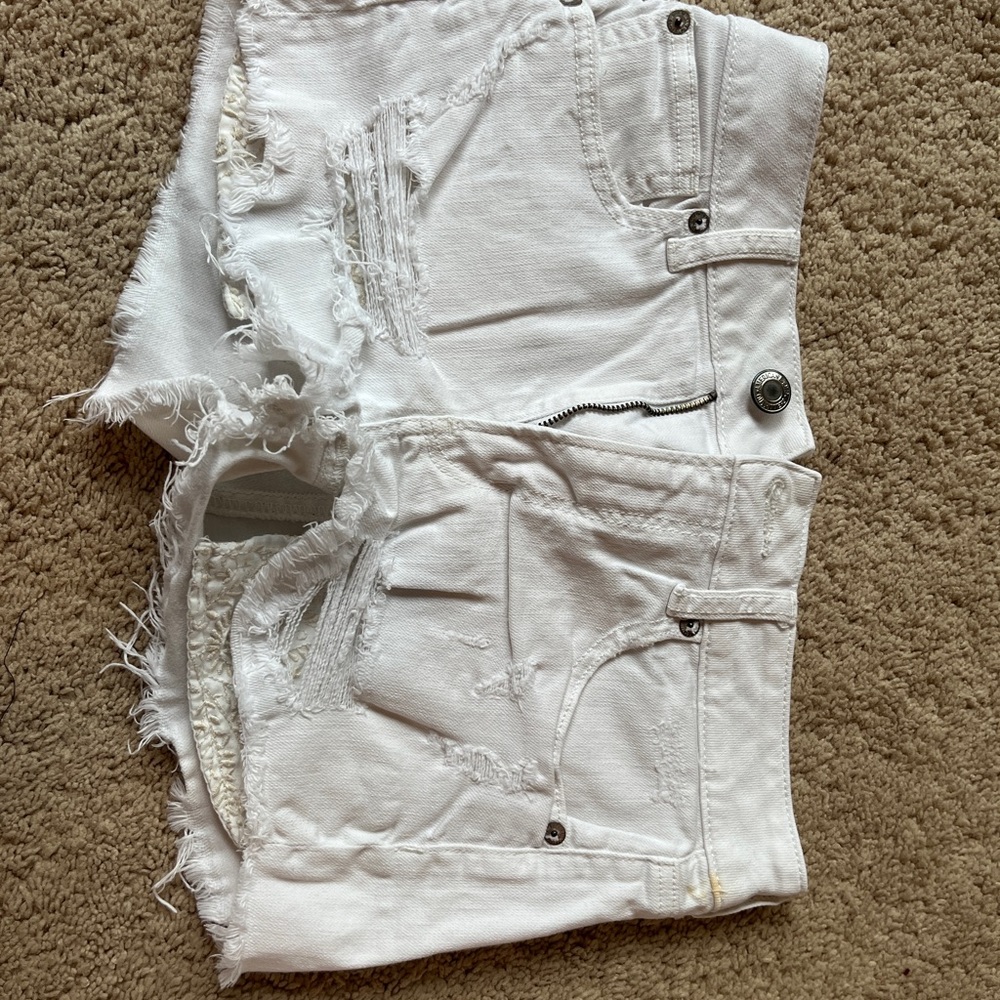 White jean shorts